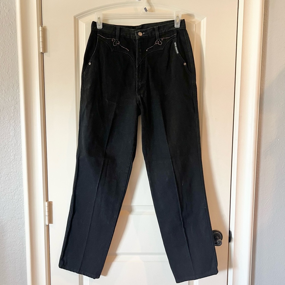 Vintage 80s Rocky Mountain Black High Waisted Western Jeans - Sz 33/15 Inseam 36